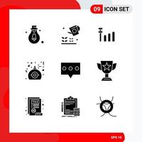 Set of 9 Modern UI Icons Symbols Signs for award message signal comment present Editable Vector Design Elements