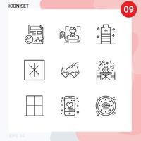 Set of 9 Vector Outlines on Grid for refrigerator fridge scan safe essential Editable Vector Design Elements