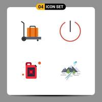 4 Flat Icon concept for Websites Mobile and Apps baggage hill switch gasoline nature Editable Vector Design Elements