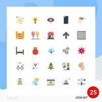 25 User Interface Flat Color Pack of modern Signs and Symbols of cognitive android eye mobile phone Editable Vector Design Elements