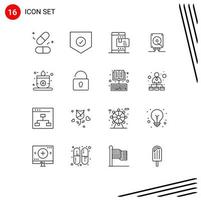 Modern Set of 16 Outlines Pictograph of candle computing ecommerce audio shopping Editable Vector Design Elements