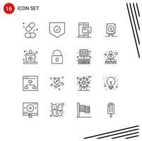 Modern Set of 16 Outlines Pictograph of candle computing ecommerce audio shopping Editable Vector Design Elements