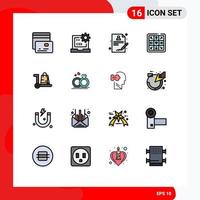 universal icono símbolos grupo de dieciséis moderno plano color lleno líneas de tienda comercio electrónico médico bolso juego editable creativo vector diseño elementos