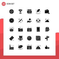 Universal Icon Symbols Group of 25 Modern Solid Glyphs of scripture pen reward ink sale Editable Vector Design Elements