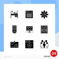 Stock Vector Icon Pack of 9 Line Signs and Symbols for computer remote multimedia control gear Editable Vector Design Elements