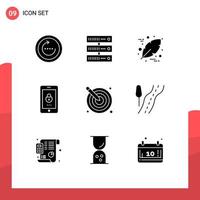 Set of 9 Modern UI Icons Symbols Signs for artistic security network mobile encryption Editable Vector Design Elements