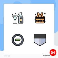 Set of 4 Modern UI Icons Symbols Signs for drink minus bottle water protect Editable Vector Design Elements