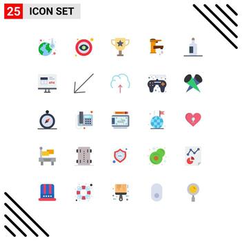 25 Universal Flat Colors Set for Web and Mobile Applications bottle faucet award water hand Editable Vector Design Elements