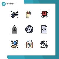 9 Thematic Vector Filledline Flat Colors and Editable Symbols of wall tag car price finance Editable Vector Design Elements
