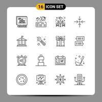 Pictogram Set of 16 Simple Outlines of money bank dinner scale arrow Editable Vector Design Elements