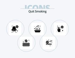 Quit Smoking Glyph Icon Pack 5 Icon Design. smoking. out. not allowed. cigarette. short breath vector