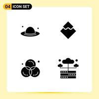 4 Universal Solid Glyph Signs Symbols of cap art spring crypto color Editable Vector Design Elements