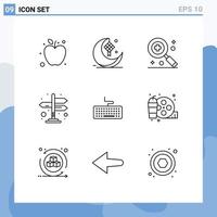 9 Thematic Vector Outlines and Editable Symbols of education keyboard healthcare key navigation Editable Vector Design Elements