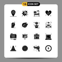 16 Universal Solid Glyphs Set for Web and Mobile Applications growth save home world heart Editable Vector Design Elements