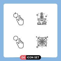Set of 4 Modern UI Icons Symbols Signs for finger finger gesture tree reload Editable Vector Design Elements