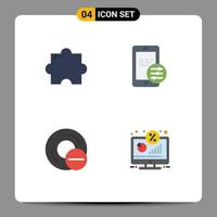 Group of 4 Flat Icons Signs and Symbols for add on gadget gdpr computers discount Editable Vector Design Elements