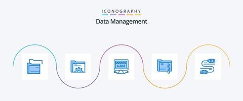 Data Management Blue 5 Icon Pack Including sata. storage. computer. server. data vector