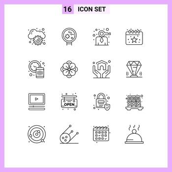 16 User Interface Outline Pack of modern Signs and Symbols of time clock key party calendar Editable Vector Design Elements