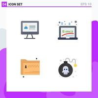 Universal Icon Symbols Group of 4 Modern Flat Icons of computer files learning formula zip Editable Vector Design Elements