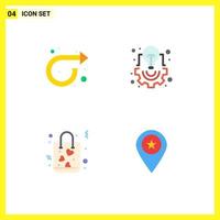 Set of 4 Modern UI Icons Symbols Signs for arrow bag right idea love Editable Vector Design Elements