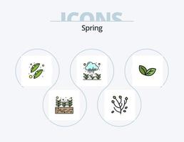 Spring Line Filled Icon Pack 5 Icon Design. cone. cream. garden. ice cream. sun vector