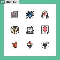 Set of 9 Modern UI Icons Symbols Signs for funding crowd network education course Editable Vector Design Elements