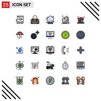 conjunto de 25 moderno ui íconos símbolos señales para edificio sistema cocinar espacio orbita editable vector diseño elementos