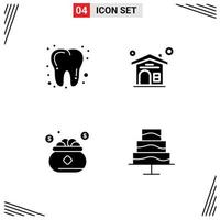 Editable Vector Line Pack of 4 Simple Solid Glyphs of dental save home insurance editor Editable Vector Design Elements