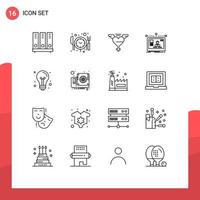 Modern Set of 16 Outlines and symbols such as creative design heart layout website Editable Vector Design Elements