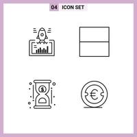 4 Creative Icons Modern Signs and Symbols of launch hourglass startup interface fast Editable Vector Design Elements