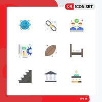 Pack of 9 Modern Flat Colors Signs and Symbols for Web Print Media such as gear plan link blue print collaboration Editable Vector Design Elements