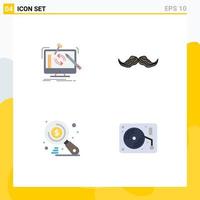 4 Thematic Vector Flat Icons and Editable Symbols of engineering men workshop hipster market Editable Vector Design Elements