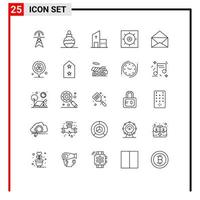 Stock Vector Icon Pack of 25 Line Signs and Symbols for mail preferences building gears monastery Editable Vector Design Elements