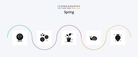 Spring Glyph 5 Icon Pack Including food. spring. leaf. snail. bug vector