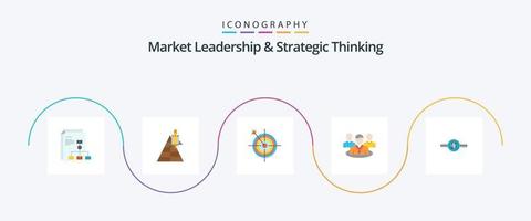 Market Leadership And Strategic Thinking Flat 5 Icon Pack Including conversation. chat. launch. group. arrow vector