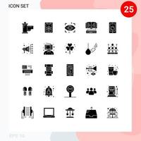 User Interface Pack of 25 Basic Solid Glyphs of easter key clip knowledge book Editable Vector Design Elements