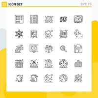 Stock Vector Icon Pack of 25 Line Signs and Symbols for device professor gear university presentation Editable Vector Design Elements