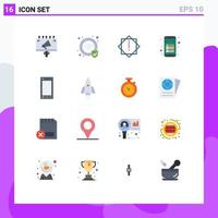 Universal Icon Symbols Group of 16 Modern Flat Colors of phone devices virus reading interface Editable Pack of Creative Vector Design Elements