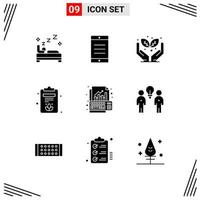 Modern Set of 9 Solid Glyphs and symbols such as keyboard graph protect data lotus Editable Vector Design Elements