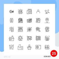 Set of 25 Vector Lines on Grid for sets people tree instagram sauna Editable Vector Design Elements