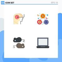 Editable Vector Line Pack of 4 Simple Flat Icons of people testng mind time closing test Editable Vector Design Elements