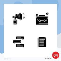 Modern Set of 4 Solid Glyphs and symbols such as air chat fan budget comments Editable Vector Design Elements