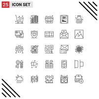 Set of 25 Vector Lines on Grid for bottle data district cryptography student bag Editable Vector Design Elements