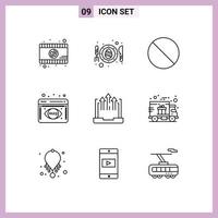 9 Creative Icons Modern Signs and Symbols of report growth forbidden business data visualization Editable Vector Design Elements