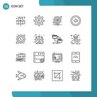 Modern Set of 16 Outlines and symbols such as setting left caution user interface button Editable Vector Design Elements