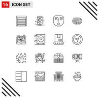 16 Thematic Vector Outlines and Editable Symbols of laptop bug angry track stadium Editable Vector Design Elements