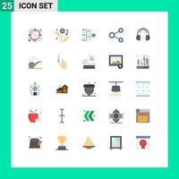 25 Universal Flat Colors Set for Web and Mobile Applications sharing link setting connect planning Editable Vector Design Elements