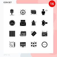 Modern Set of 16 Solid Glyphs Pictograph of human avatar select textures layout Editable Vector Design Elements