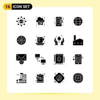 16 Creative Icons Modern Signs and Symbols of navigation compass business world globe Editable Vector Design Elements