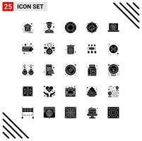 Set of 25 Modern UI Icons Symbols Signs for video multimedia help share cloud computing Editable Vector Design Elements